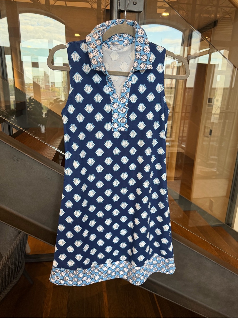 Navy and White Sleeveless Athletic Polo Dress